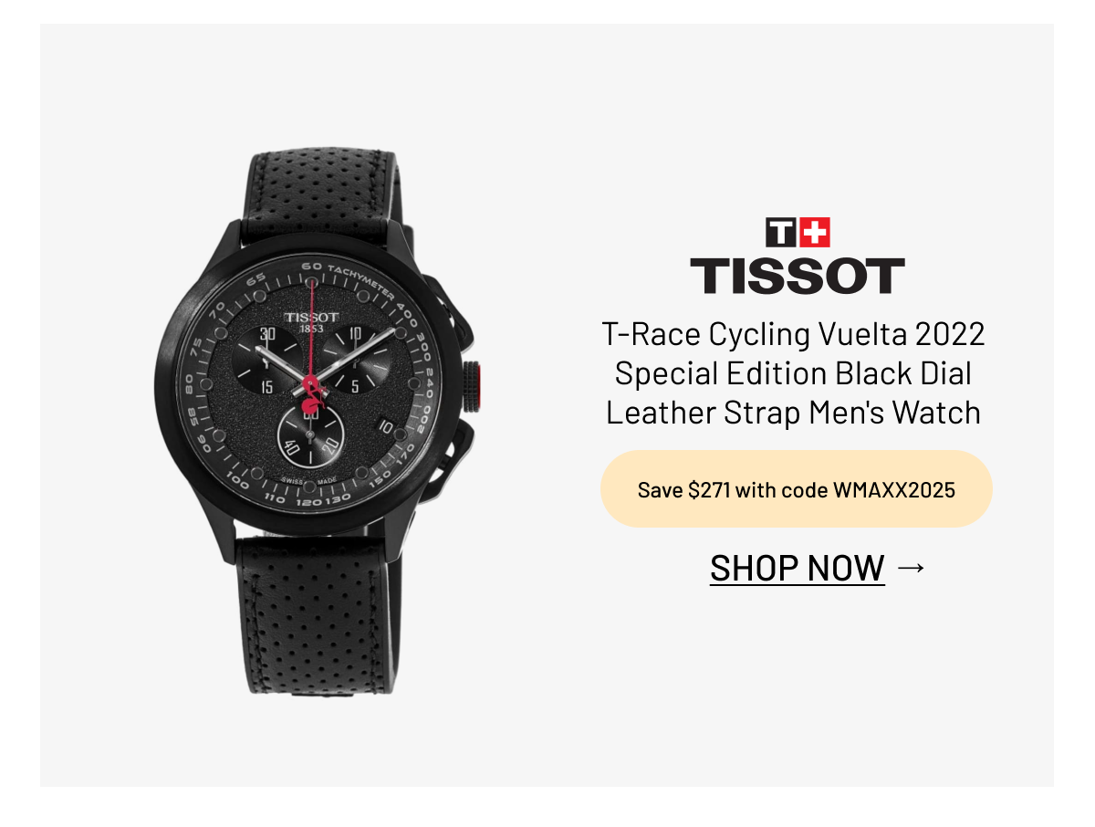 Tissot T-Race Cycling Vuelta 2022 Special Edition Black Dial Leather Strap Men's Watch