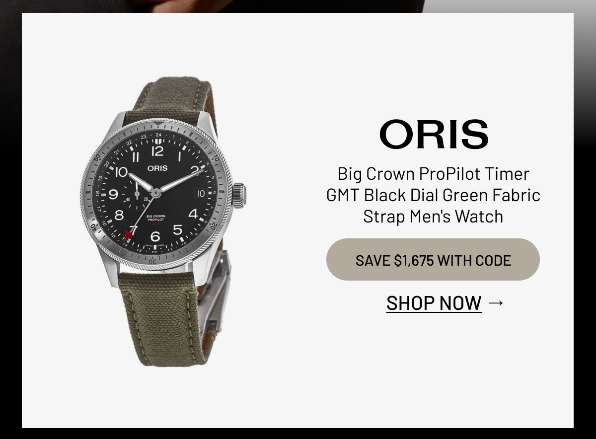 Oris Big Crown ProPilot Timer GMT Black Dial Green Fabric Strap Men's Watch