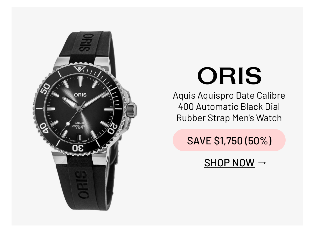 Oris Aquis Aquispro Date Calibre 400 Automatic Black Dial Rubber Strap Men's Watch
