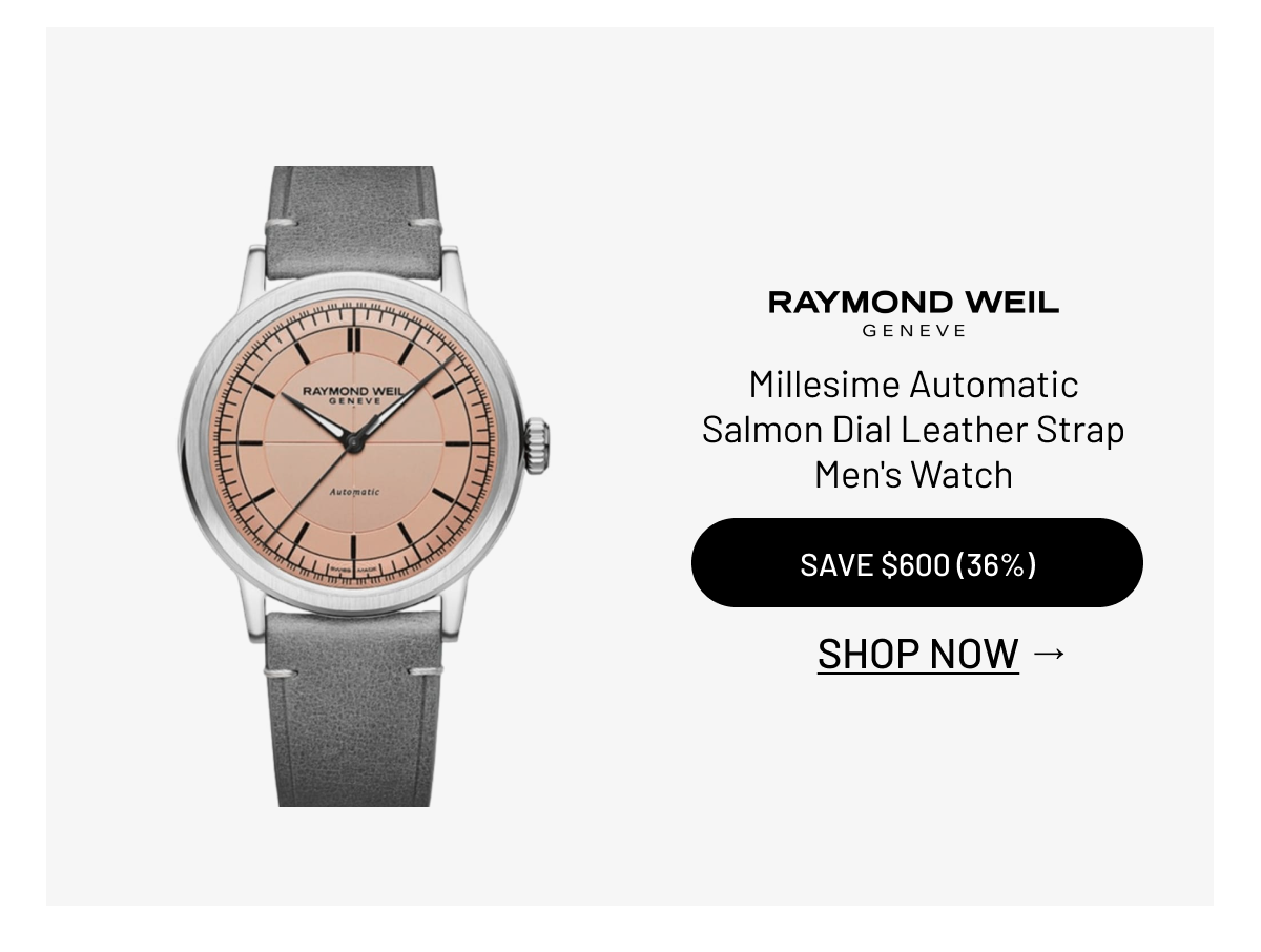 Raymond Weil Millesime Automatic Salmon Dial Leather Strap Men's Watch