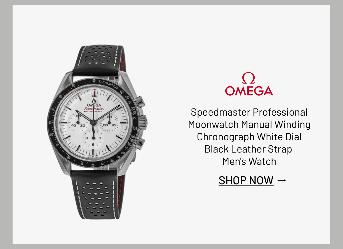 Omega Speedmaster Professional Moonwatch Manual Winding Chronograph White Dial Black Leather Strap Men's Watch