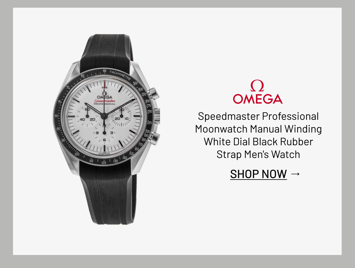 Omega Speedmaster Professional Moonwatch Manual Winding White Dial Black Rubber Strap Men's Watch