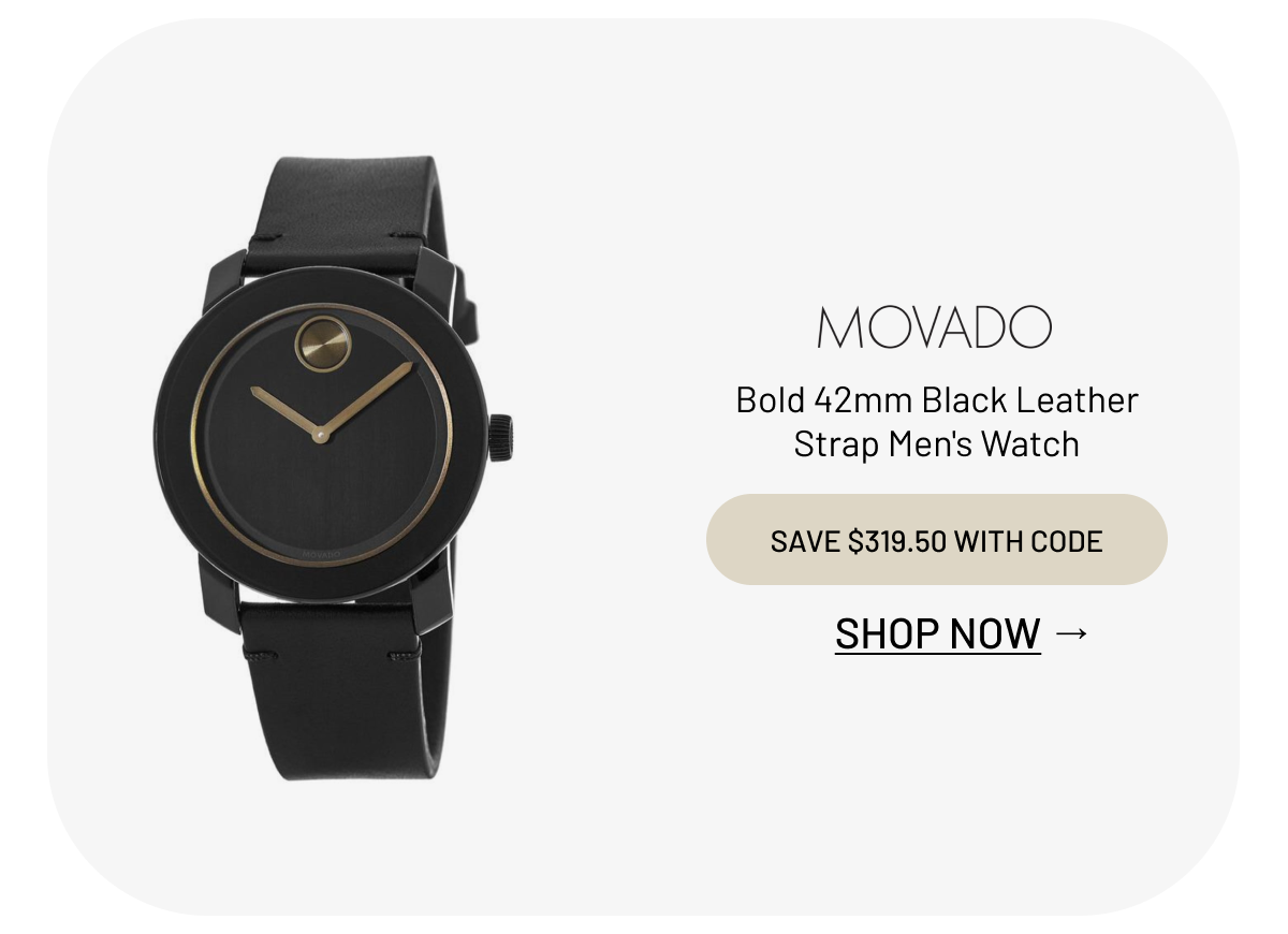 Movado Bold 42mm Black Leather Strap Men's Watch