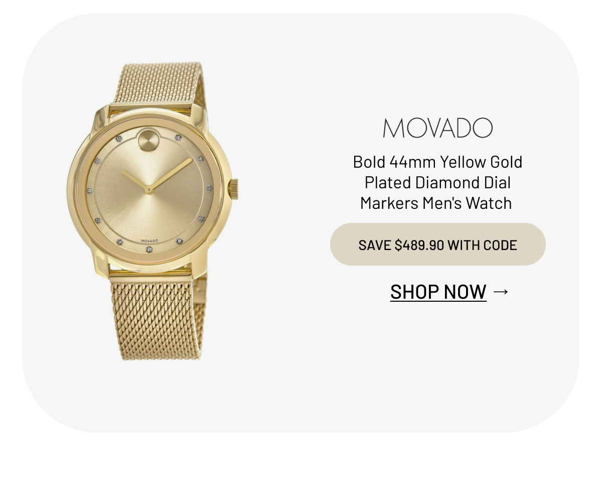 Movado Bold 44mm Yellow Gold Plated Diamond Dial Markers Men's Watch