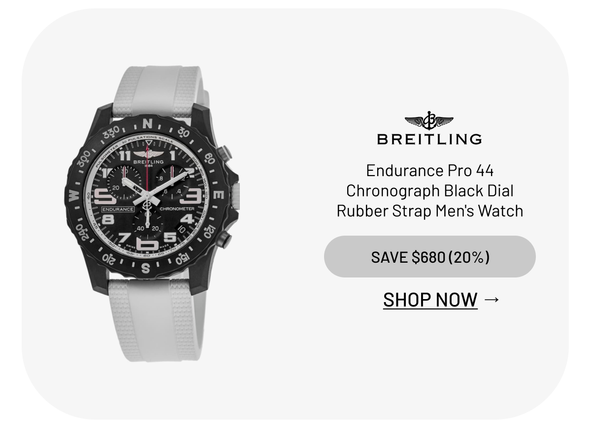 Breitling Endurance Pro 44 Chronograph Black Dial Rubber Strap Men's Watch