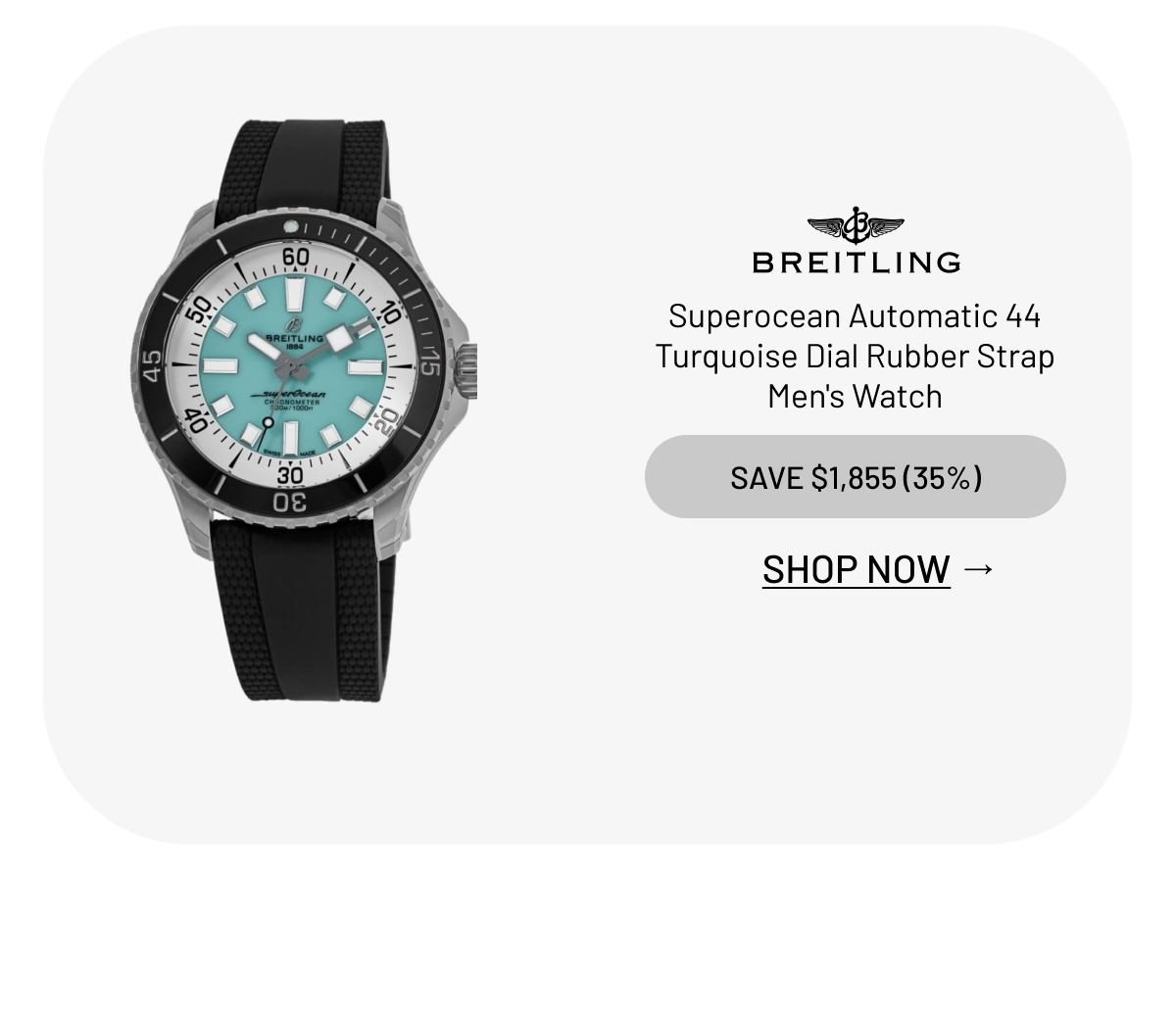 Breitling Superocean Automatic 44 Turquoise Dial Rubber Strap Men's Watch
