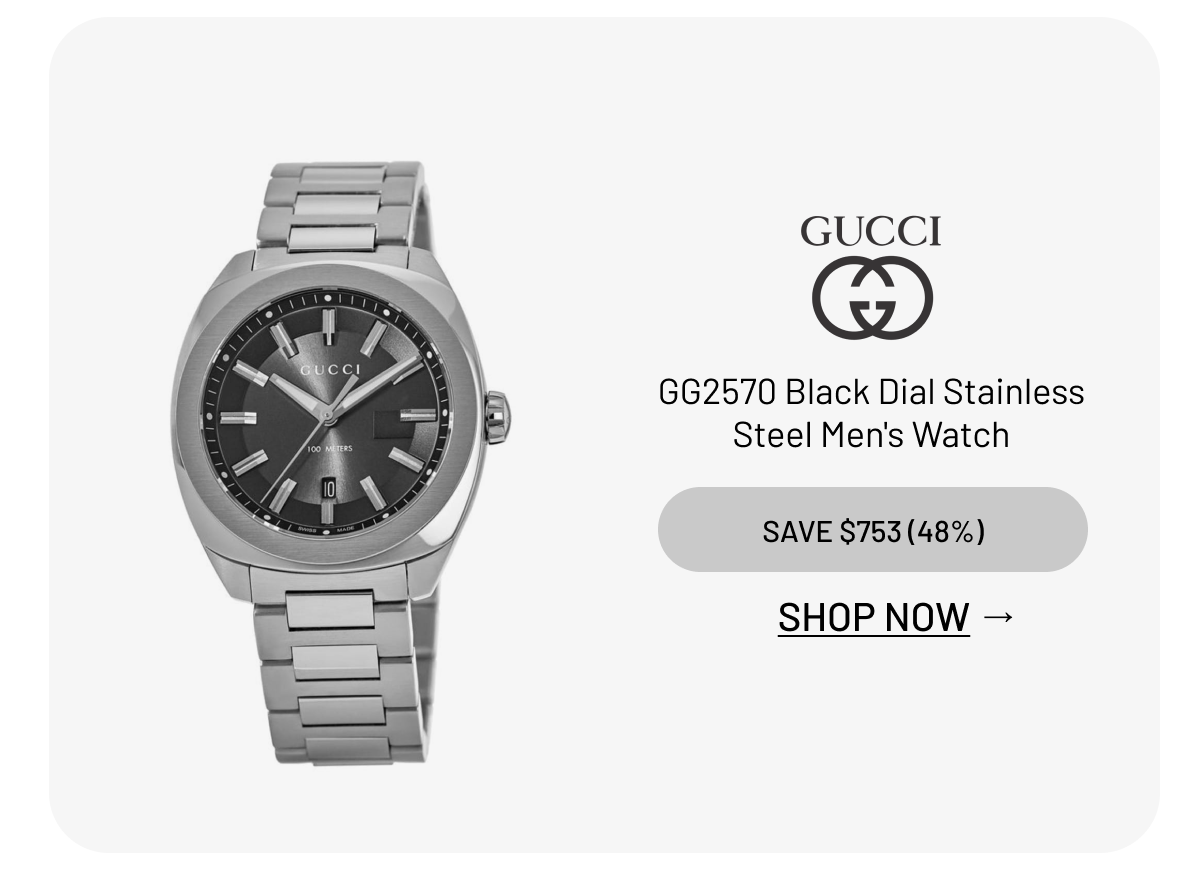 Gucci GG2570 Black Dial Stainless Steel Men's Watch