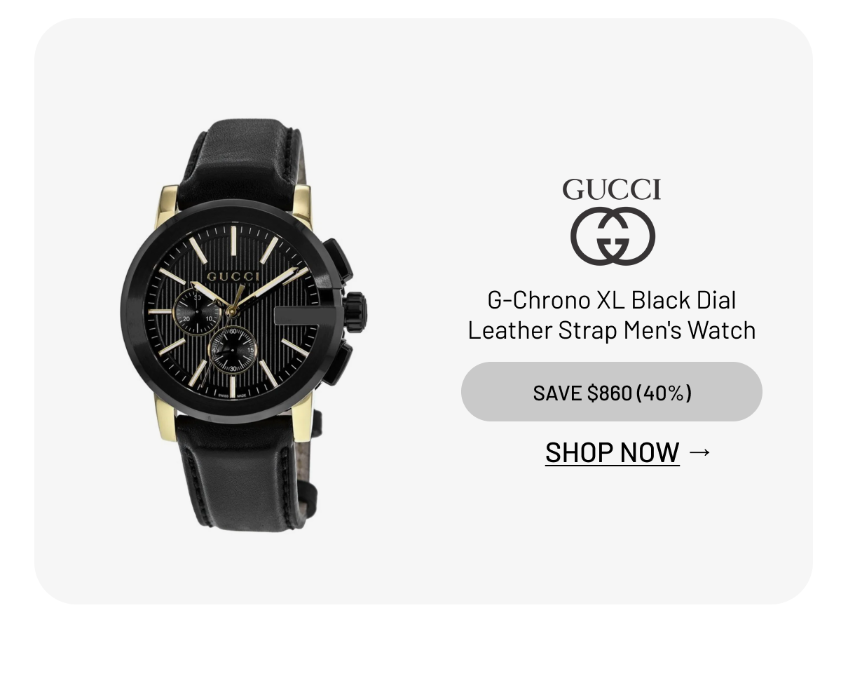 Gucci G-Chrono XL Black Dial Leather Strap Men's Watch