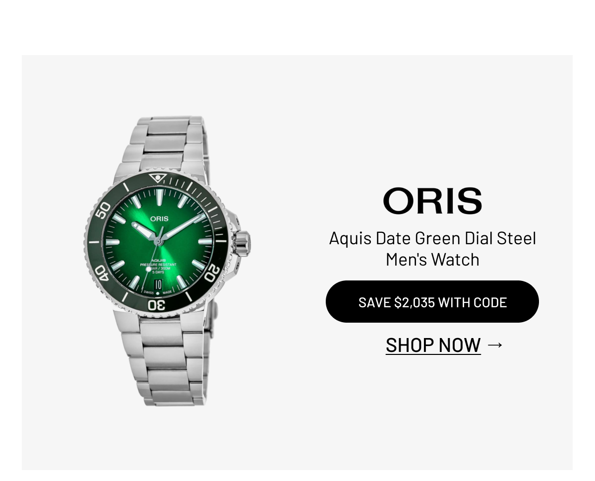 Oris Aquis Date Green Dial Steel Men's Watch