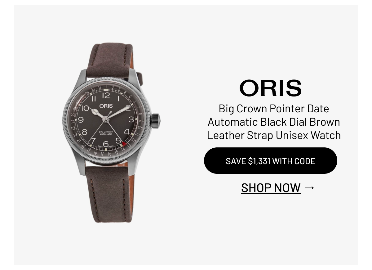 Oris Big Crown Pointer Date Automatic Black Dial Brown Leather Strap Unisex Watch