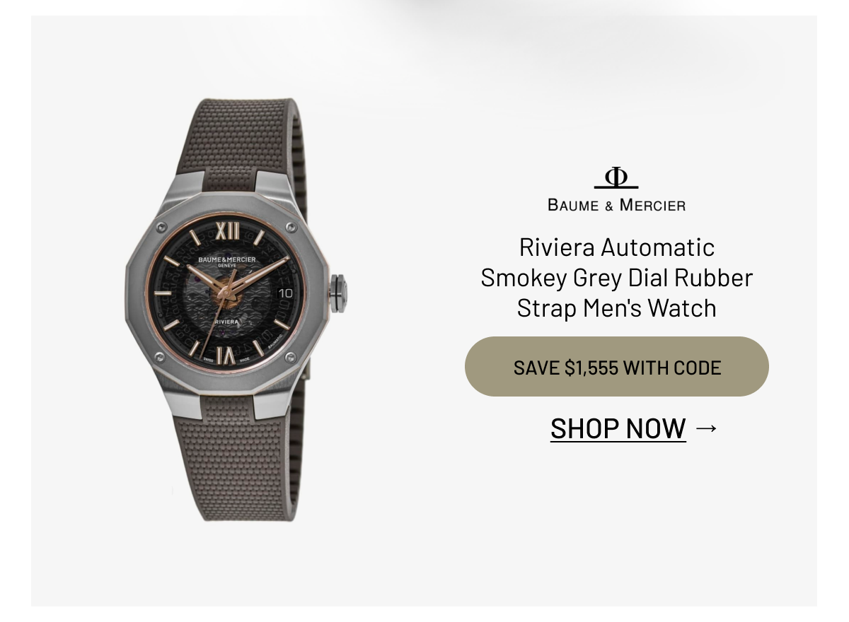 Baume & Mercier Riviera Automatic Smokey Grey Dial Rubber Strap Men's Watch