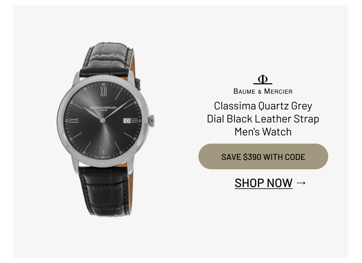 Baume & Mercier Classima Quartz Grey Dial Black Leather Strap Men's Watch