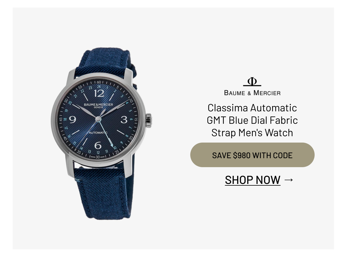 Baume & Mercier Classima Automatic GMT Blue Dial Fabric Strap Men's Watch