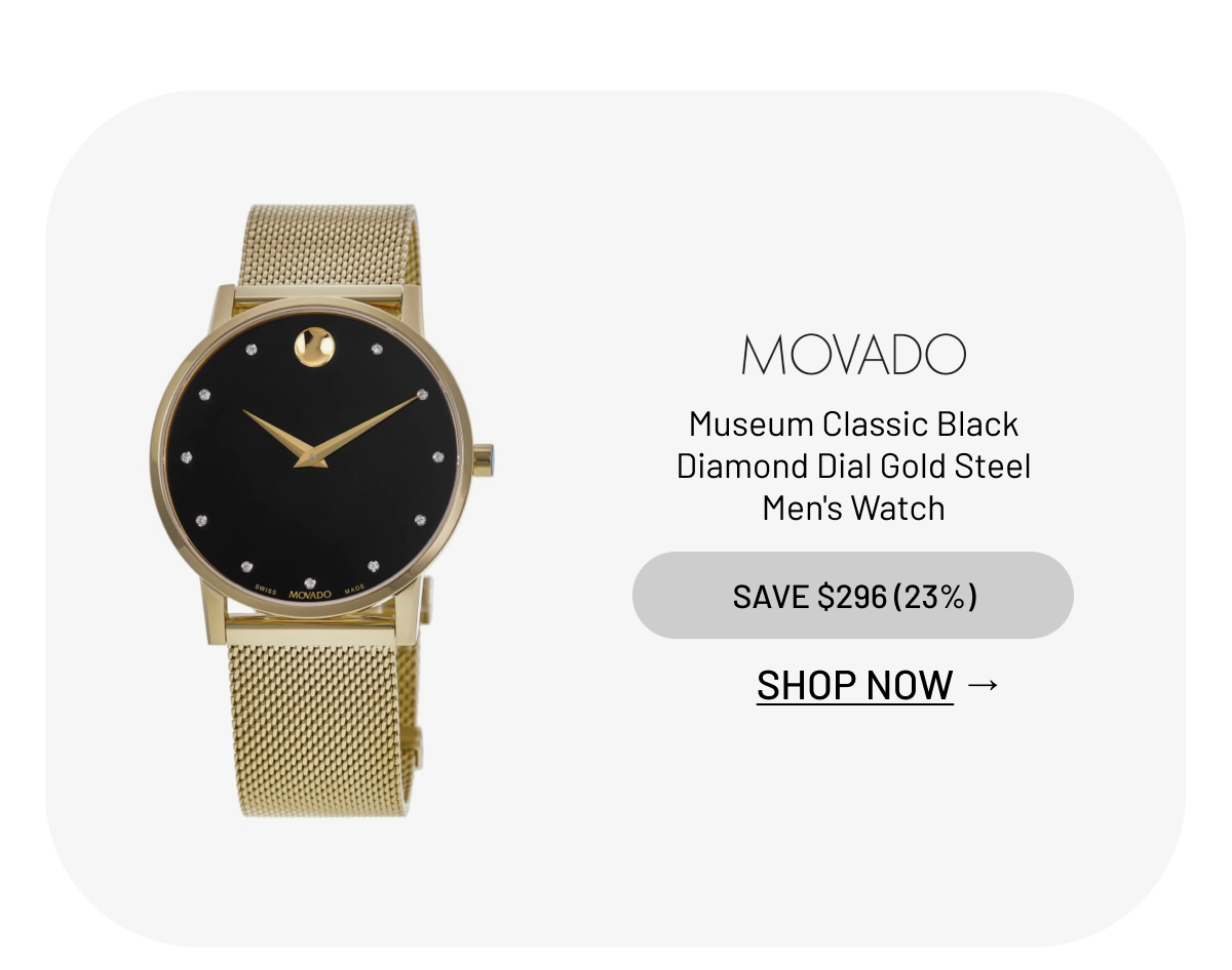 Movado Museum Classic Black Diamond Dial Gold Steel Men's Watch