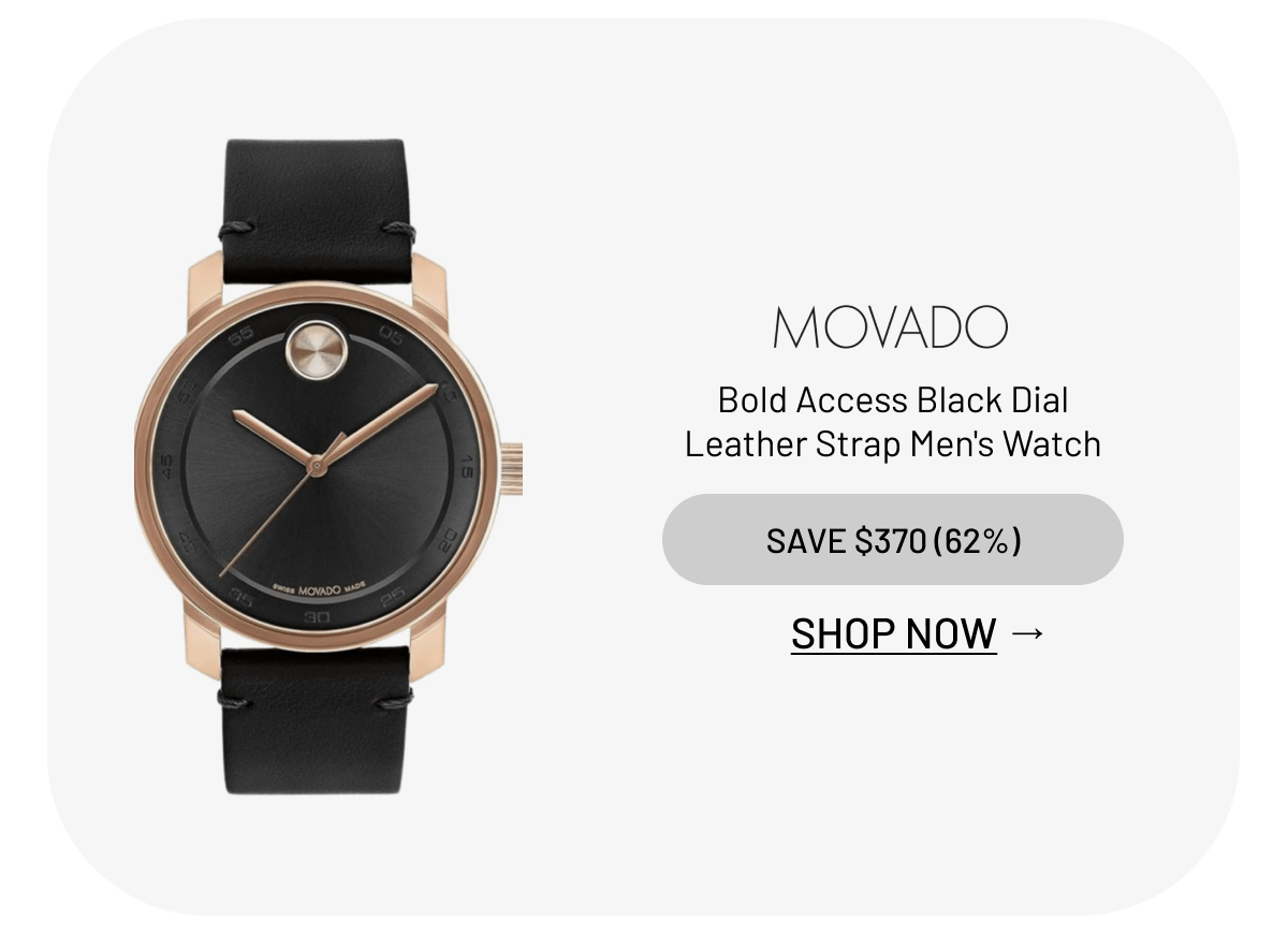 Movado Bold Access Black Dial Leather Strap Men's Watch