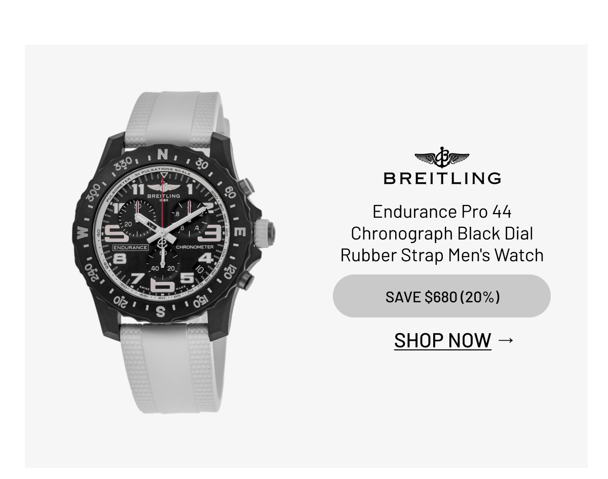 Breitling Endurance Pro 44 Chronograph Black Dial Rubber Strap Men's Watch