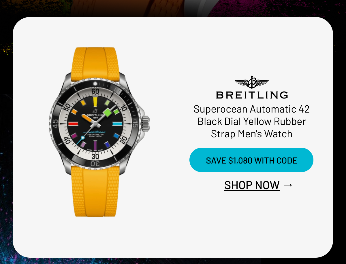 Breitling Superocean Automatic 42 Black Dial Yellow Rubber Strap Men's Watch