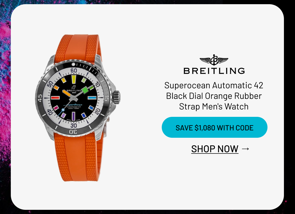 Breitling Superocean Automatic 42 Black Dial Orange Rubber Strap Men's Watch