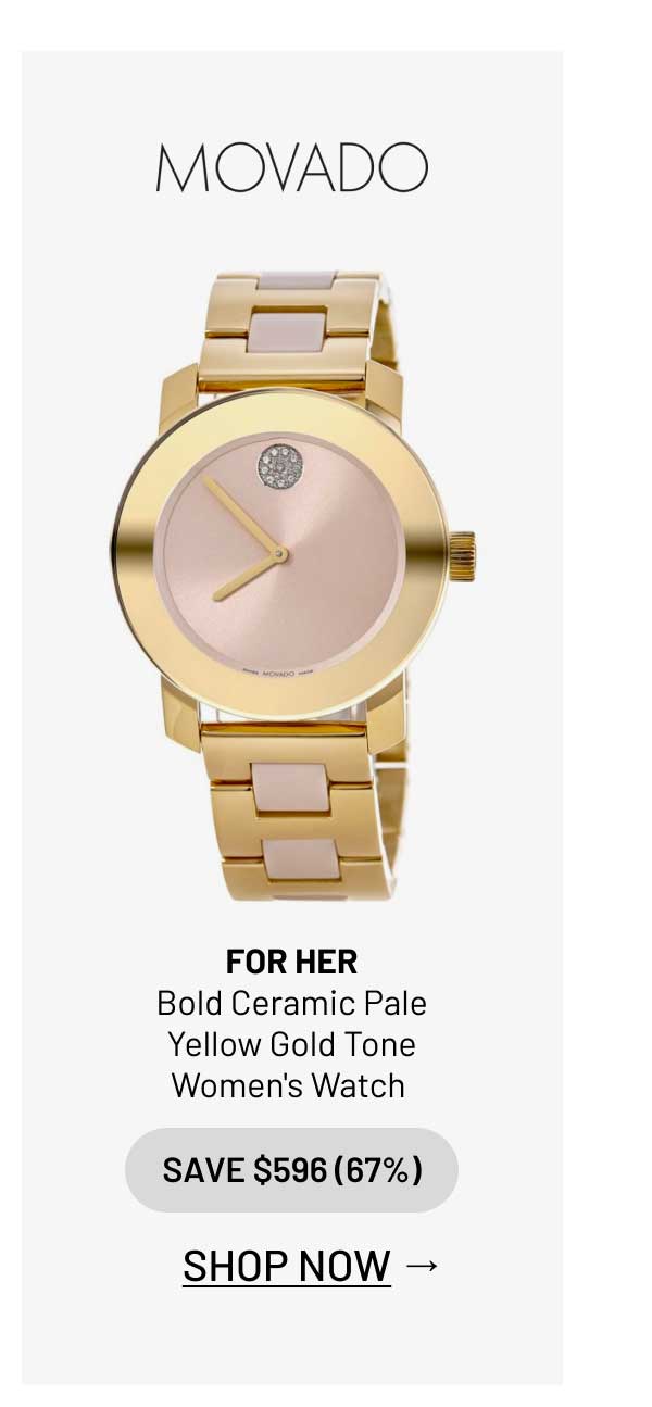 Movado Bold Ceramic Pale Yellow Gold Tone Women's Watch