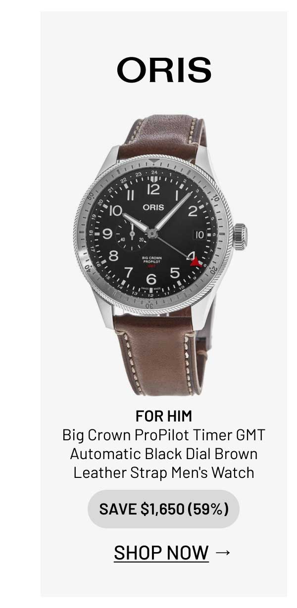 Oris Big Crown ProPilot Timer GMT Automatic Black Dial Brown Leather Strap Men's Watch