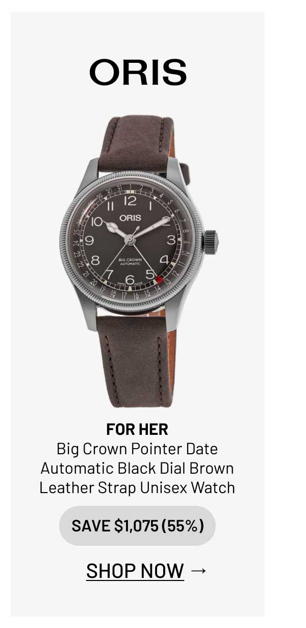 Oris Big Crown Pointer Date Automatic Black Dial Brown Leather Strap Unisex Watch