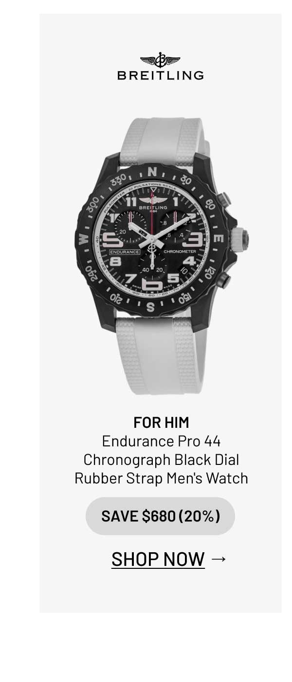 Breitling Endurance Pro 44 Chronograph Black Dial Rubber Strap Men's Watch
