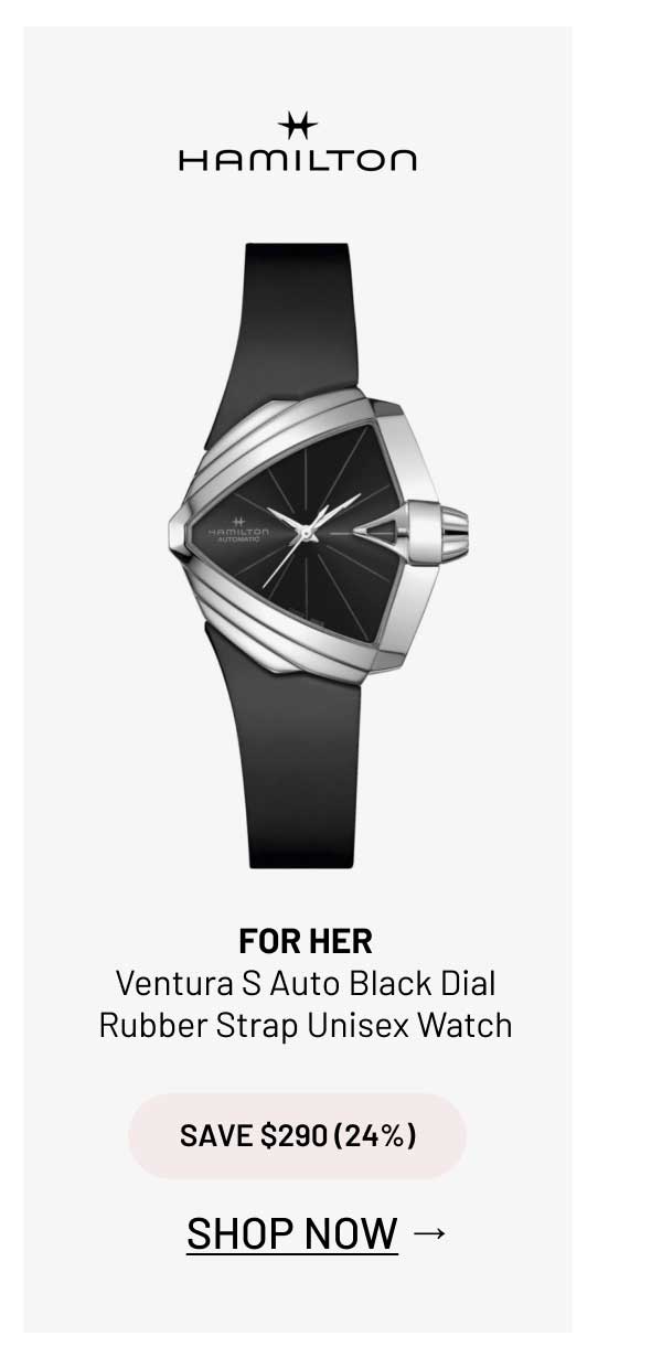 Hamilton Ventura S Auto Black Dial Rubber Strap Unisex Watch