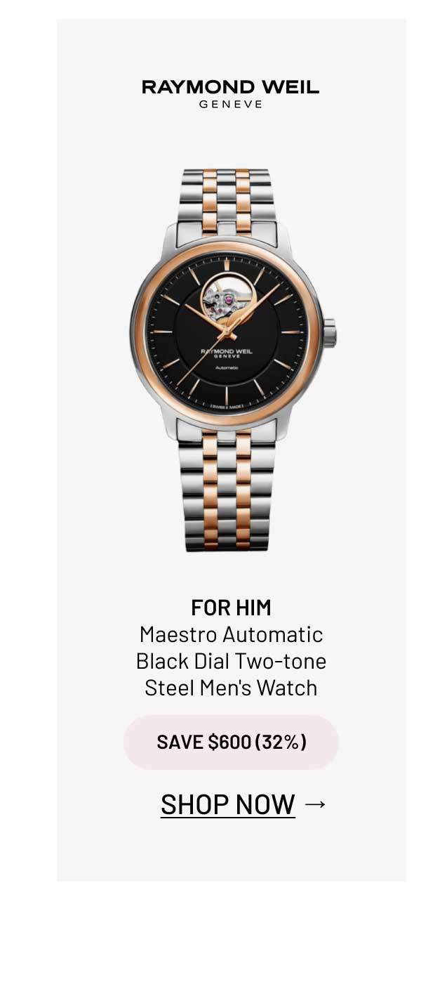 Raymond Weil Maestro Automatic Black Dial Two-tone Steel Men's Watch