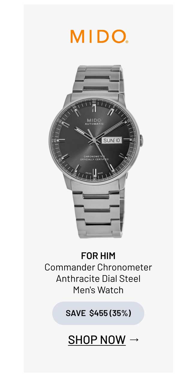 Mido Commander Chronometer Anthracite Dial Steel Men's Watch
