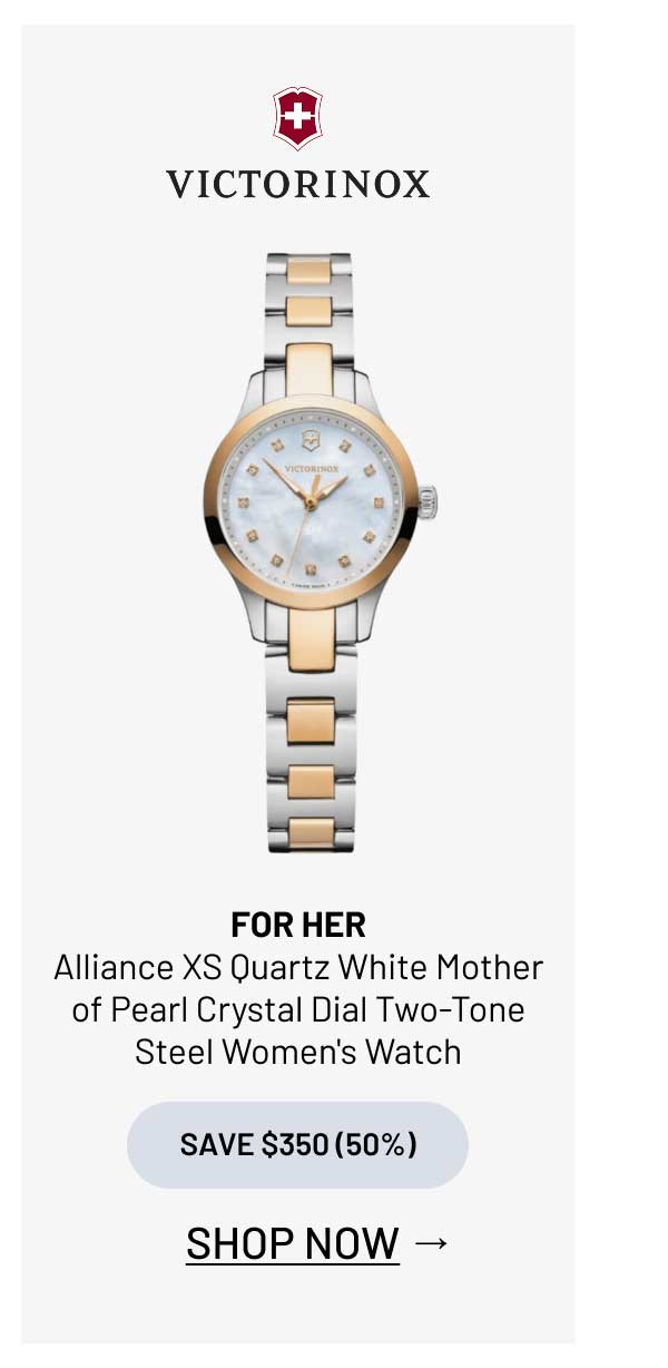 Victorinox Swiss Army Alliance XS Quartz White Mother of Pearl Crystal Dial Two-Tone Steel Women's Watch