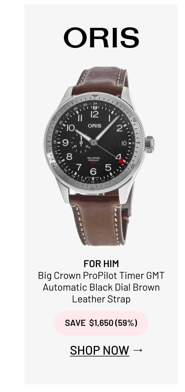 Oris Big Crown ProPilot Timer GMT Automatic Black Dial Brown Leather Strap Men's Watch