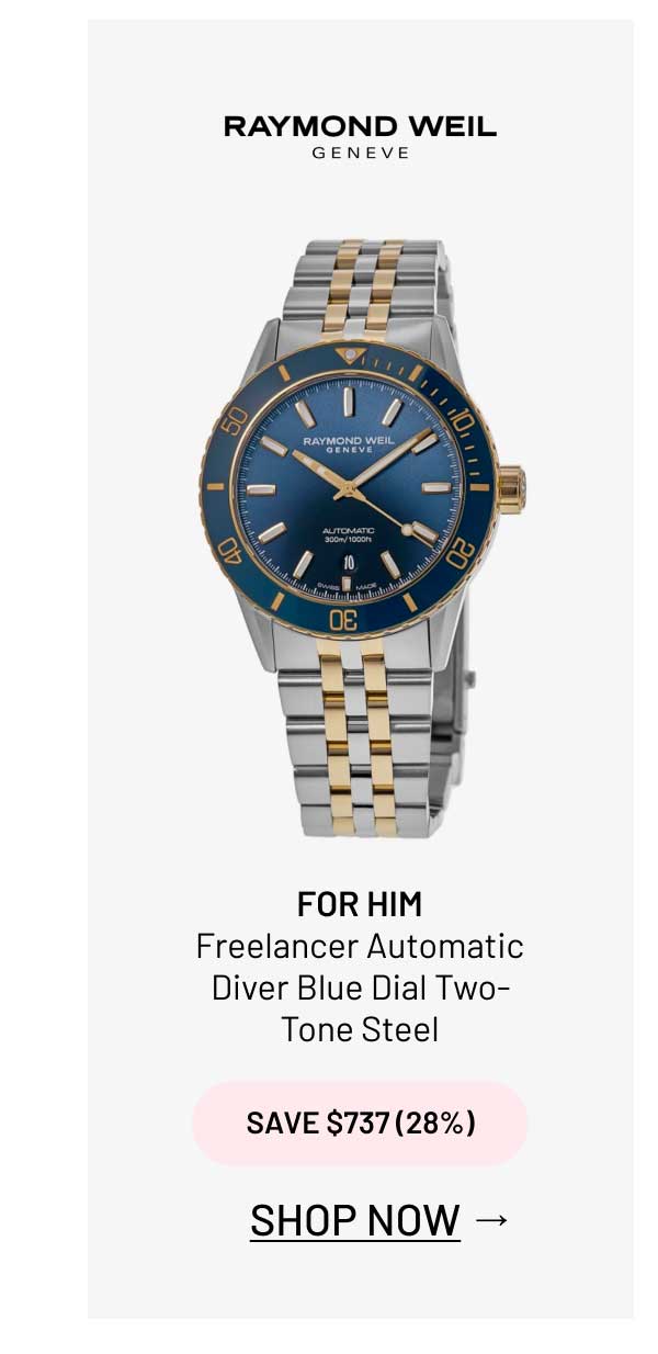 Raymond Weil Freelancer Automatic Diver Blue Dial Two-Tone Steel Men's Watch