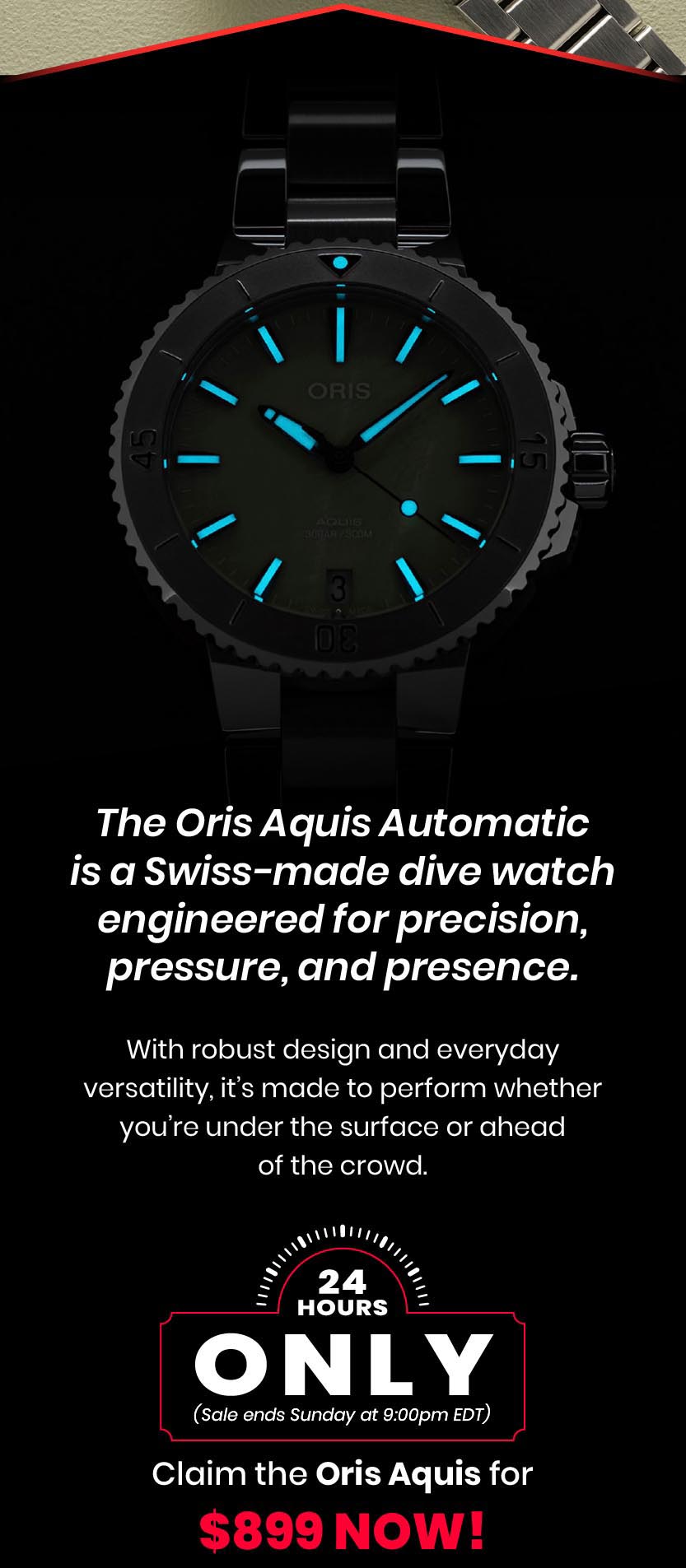 The Oris Aquis Automatic is a Swiss-made dive watch