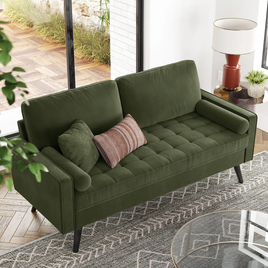 Brumback 69.7" Velvet Square Arm Sofa