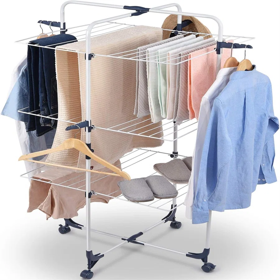 Metal Folding Clothes Drying Rack,Large Capacity Laundry Drying Rack,27.2*23.6*54 inch Drying Rack,Laundry Hanging Rack,Laundry Rack