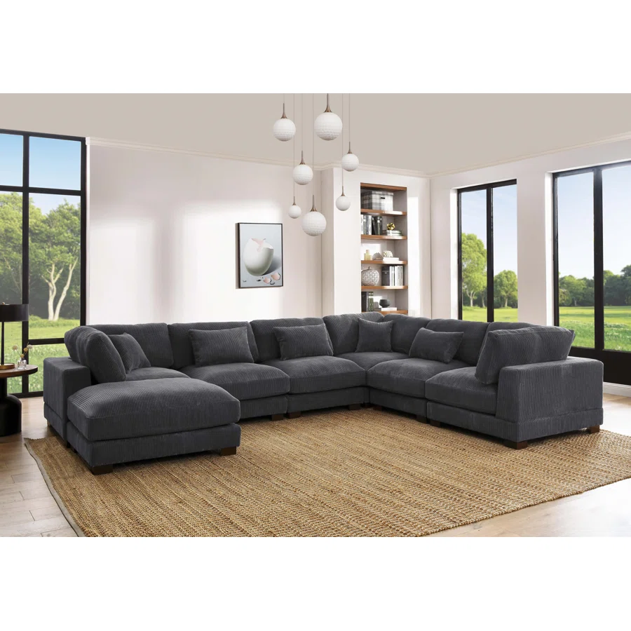 Arliz 7 - Piece 144" Wide Reversible Modular Corner Sectional with Ottoman