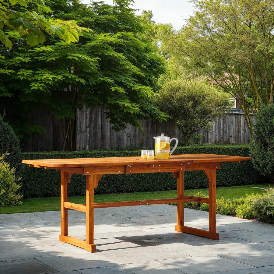 Alfonsi Extendable Acacia Wood Outdoor Dining Table