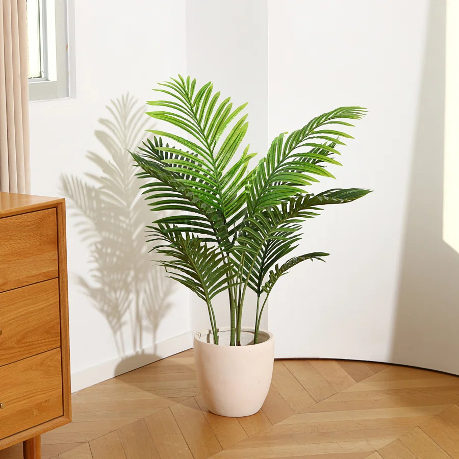 Adcock Artificial UV Resistant Palm Tree in Pot Faux Green Areca Palm Plant, Fake Tree