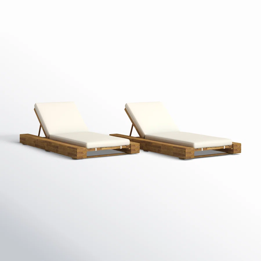 Donnie 39'' Outdoor Acacia Chaise Lounge