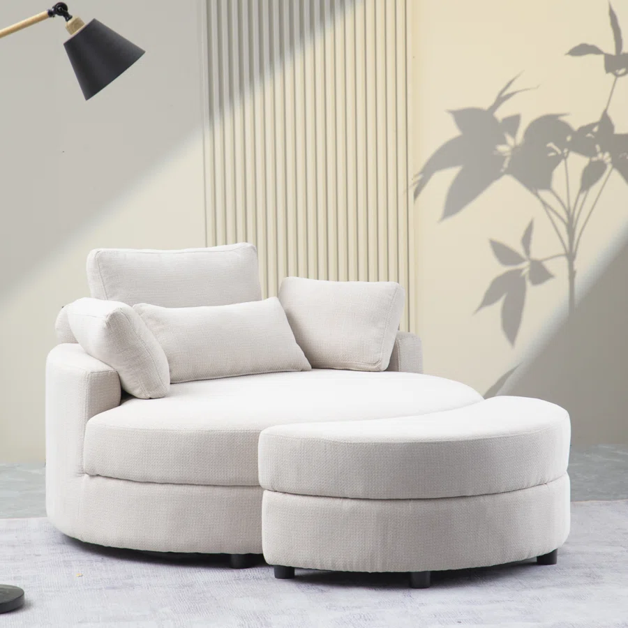 Danieal 51.2'' Wide Barrel Chair and Ottoman