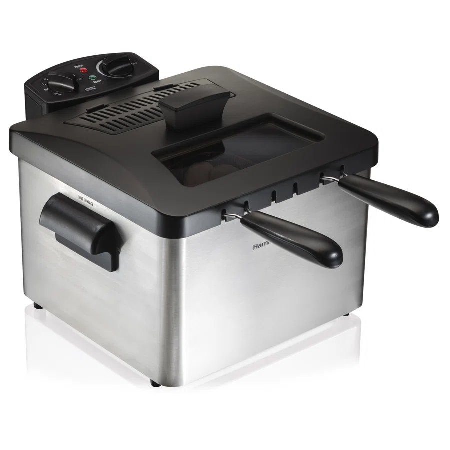 Hamilton Beach® Professional-Style Electric Deep Fryer with 12-Cup Food Capacity, Lid with View Window and Three Frying Baskets