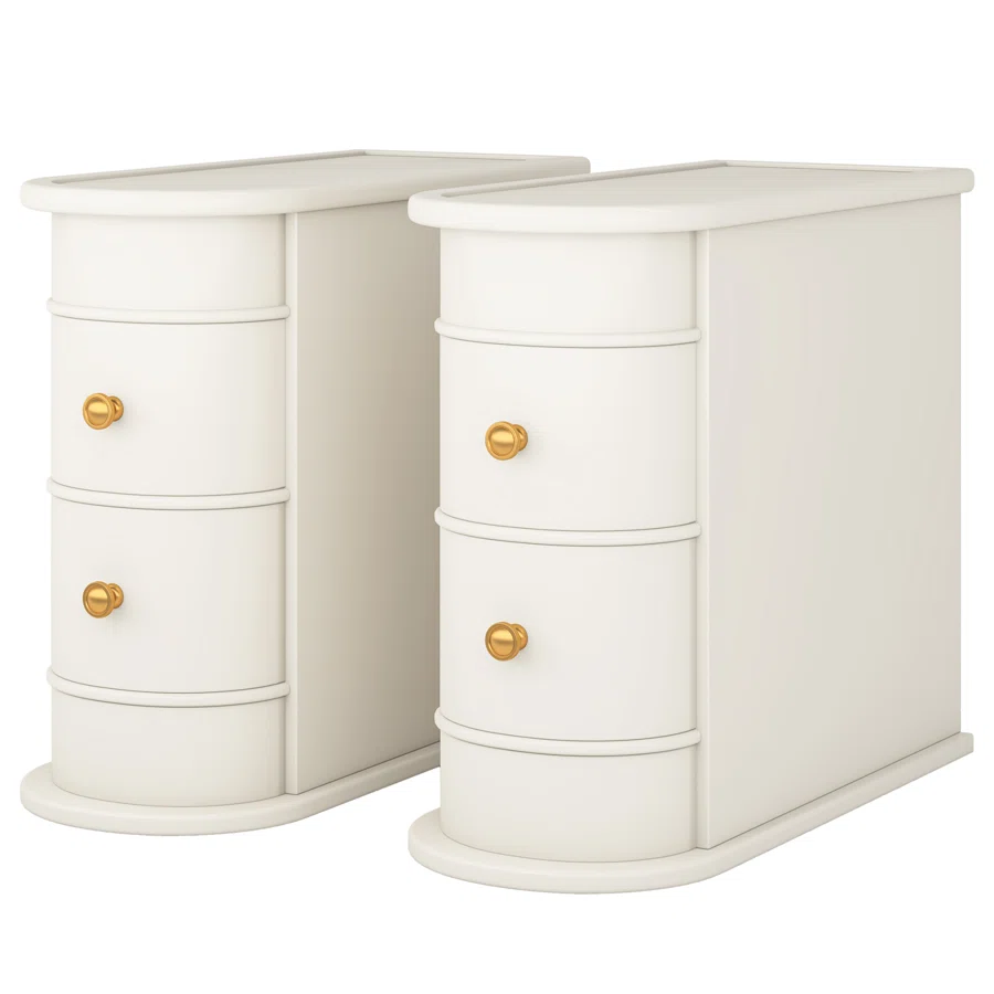 Belanna Solid Wood Enclosed 2 - Drawer End Table Set
