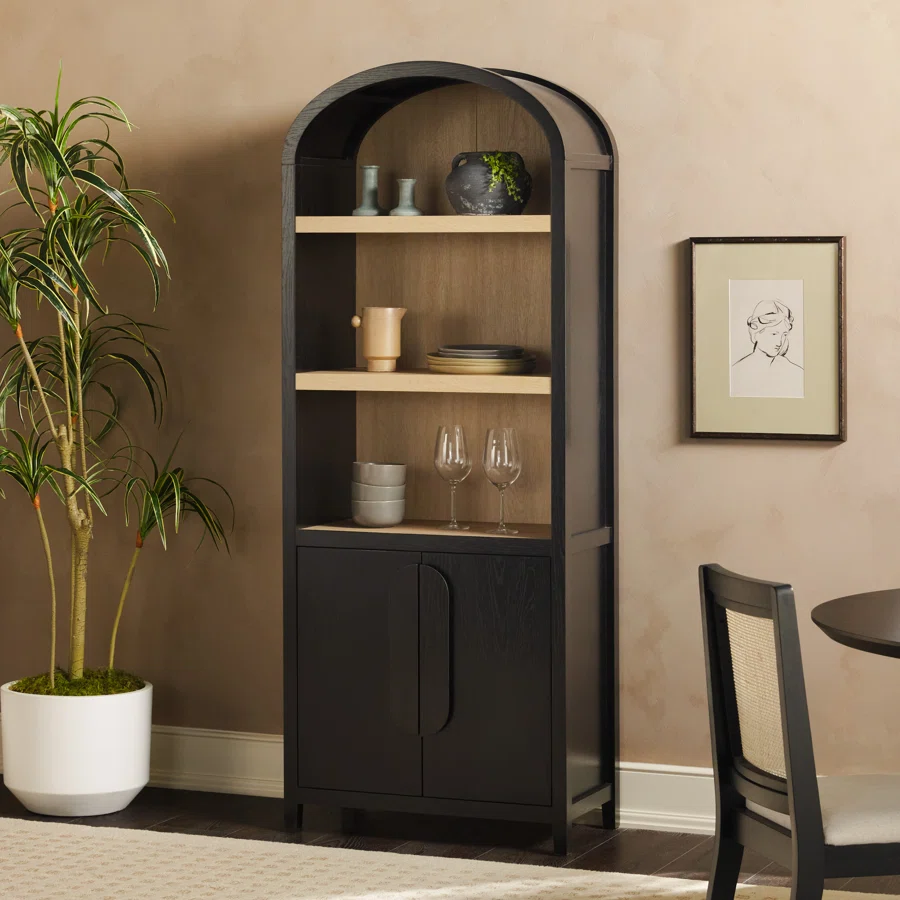 Sitarski Modern Arched Bookcase with Statement Cabinet