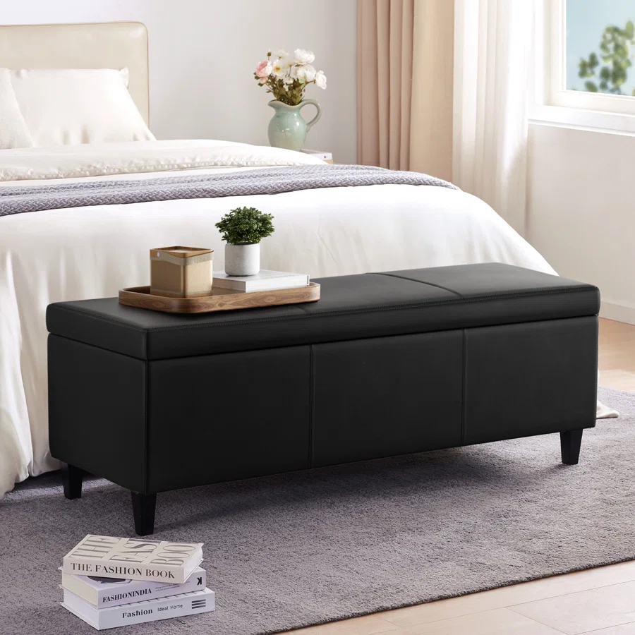 Asdrubale 50.3" Wide Faux Leather Upholstered Storage Bench