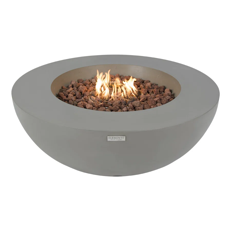 Lunar Bowl / Roca Outdoor Concrete Fire Pit 45,000 BTU - Includes Lava Rocks & PVC Cover