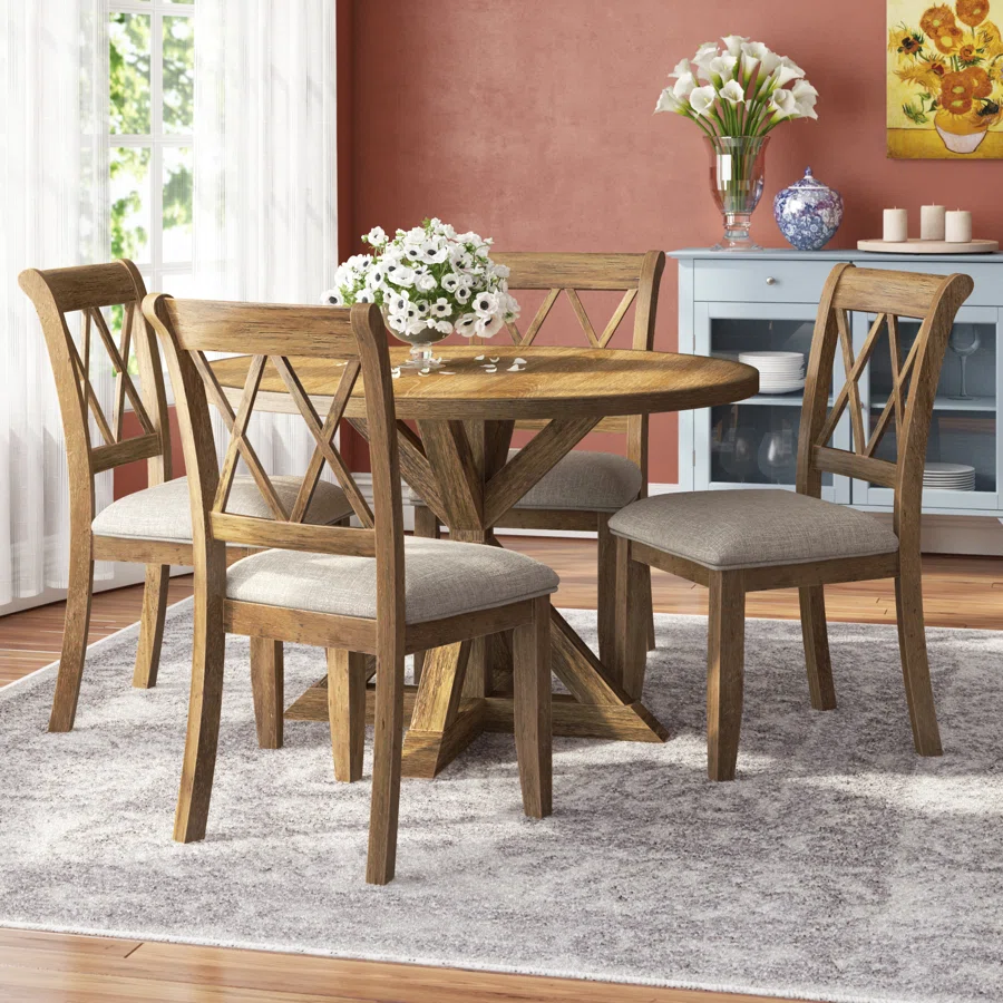Ebbert 4 - Person Dining Set,Round Table Top,dining table set,dining room set