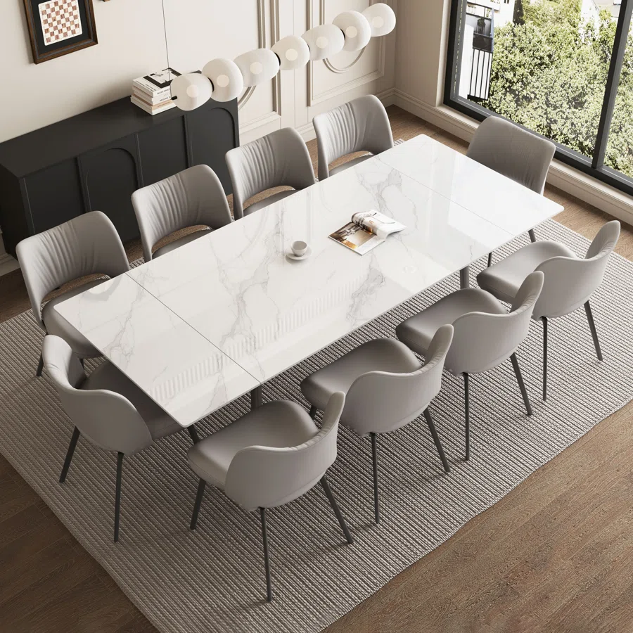 Homeira  62.9" to 94.4" Extendable Dining Tables for 6 to 10 -   Rectangle  Sintered stone Dining Table