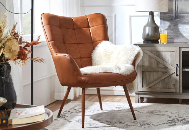 Faux Leather Accent Chairs