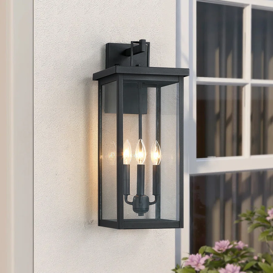 22.5in Large Black Outdoor Wall Lantern Sconce Light