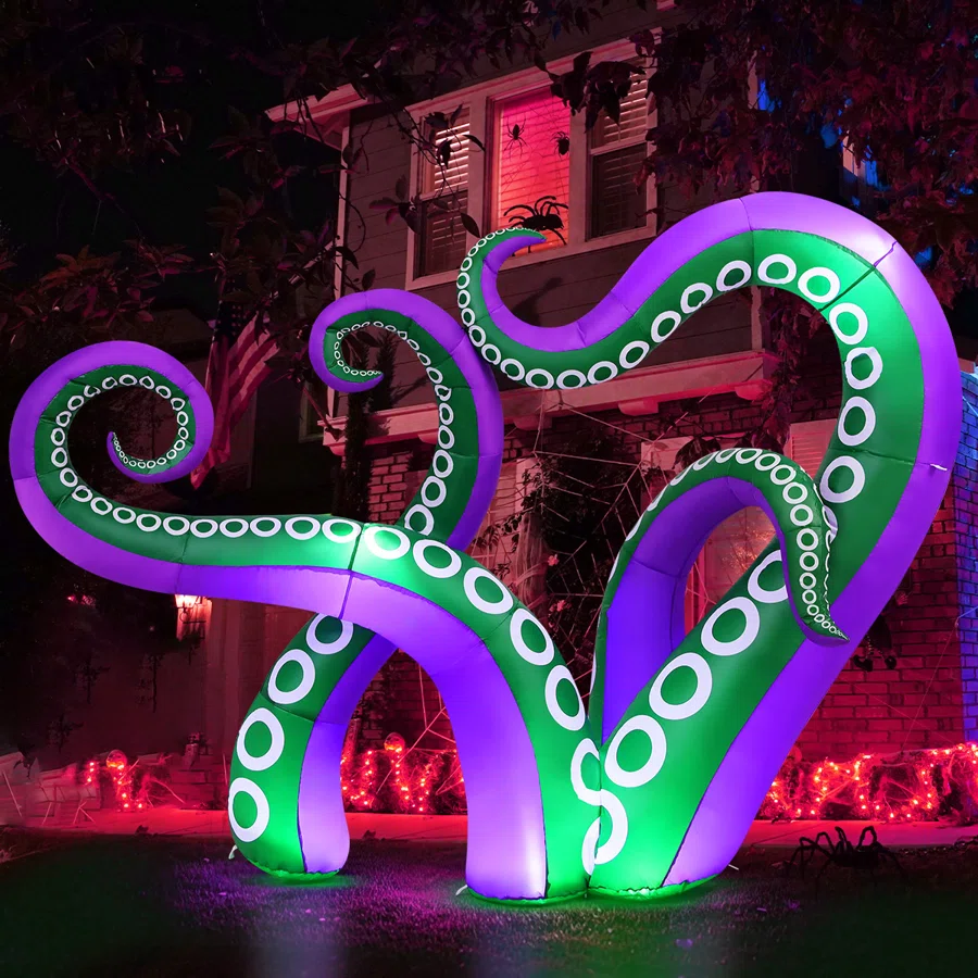 Halloween Inflatables 7.2 FT Blow Up Octopus Outdoor Halloween Decorations With Built-in LEDs